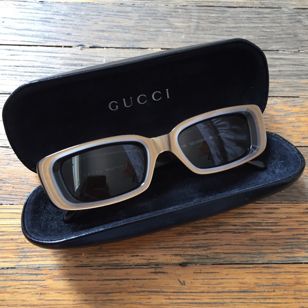 Gucci Gold & Silver Late ‘90s Sunglasses w/ Case